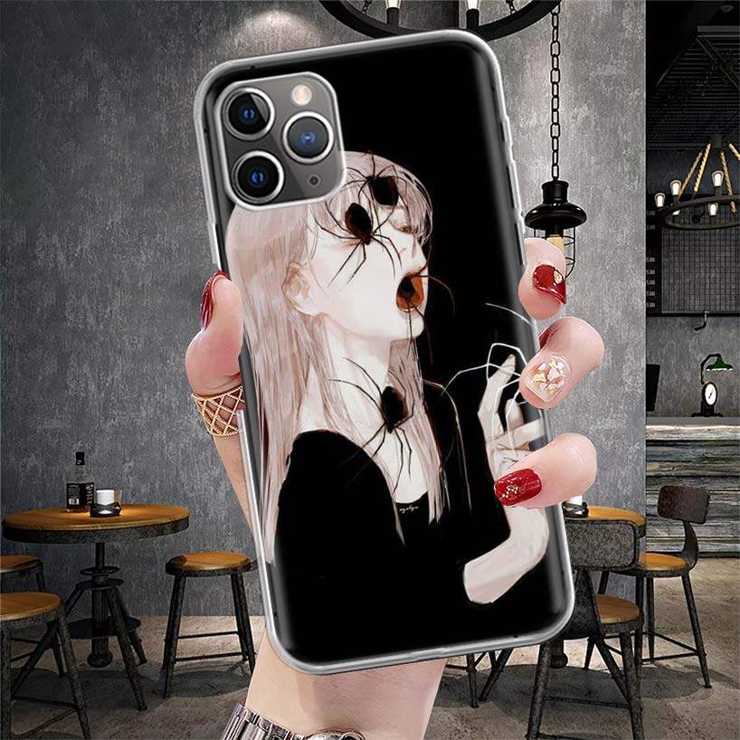 Japanese Horror Manga Style Phone Case For Apple iPhone 17 Air 16 15 Plus 14 + 13 Mini 12 11 Pro Max 7 8 SE 16Max Soft Shell Cov
