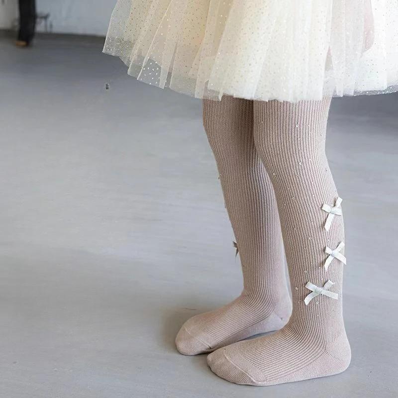 Sparkling Kids Girls Tights White Sheer Pantyhose Spring Fall Thin Dressy Leggings with Rhinestones Dressy Outwear Party Tights