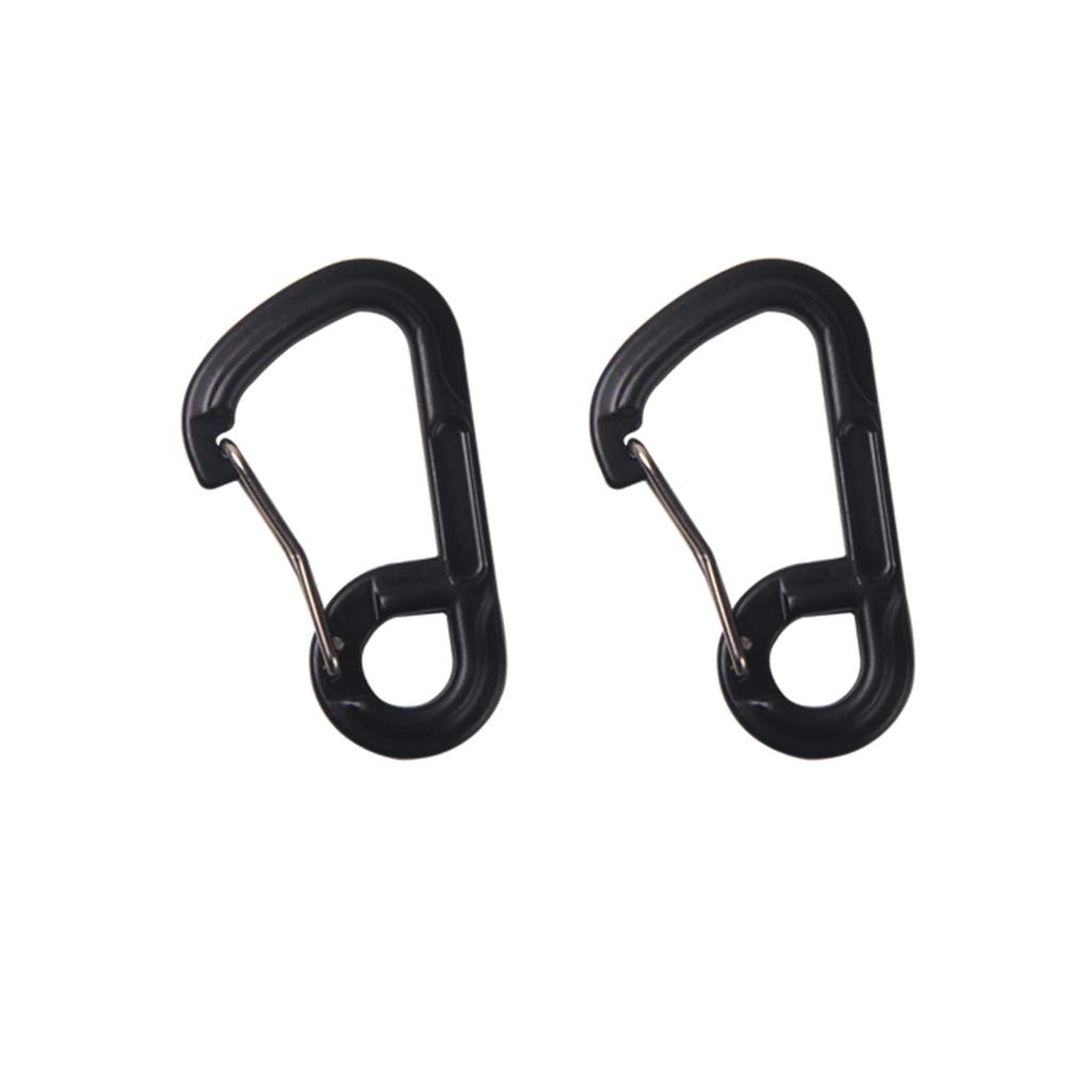 Carabiner Aluminum Alloy 2 Pieces Black [MUNKEES] 6-shaped