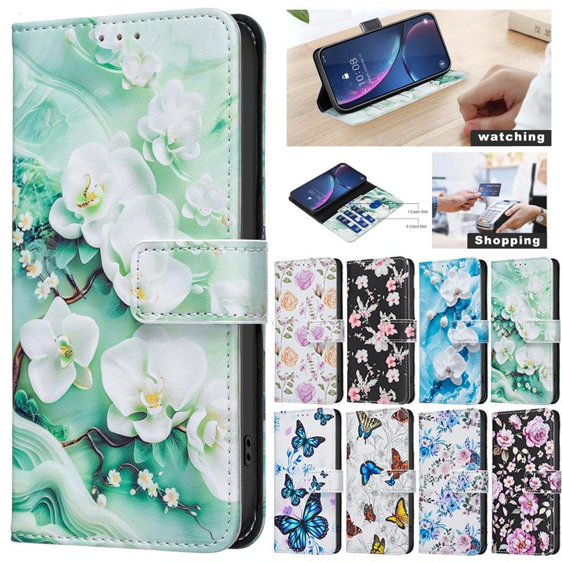 Чехол Galaxi S25 FE для Samsung Galaxy S25 edge S24 S23 FE S22 S21 Ultra + Plus Чехол Кошелек с Бабочкой Кожаная Обложка Fundas