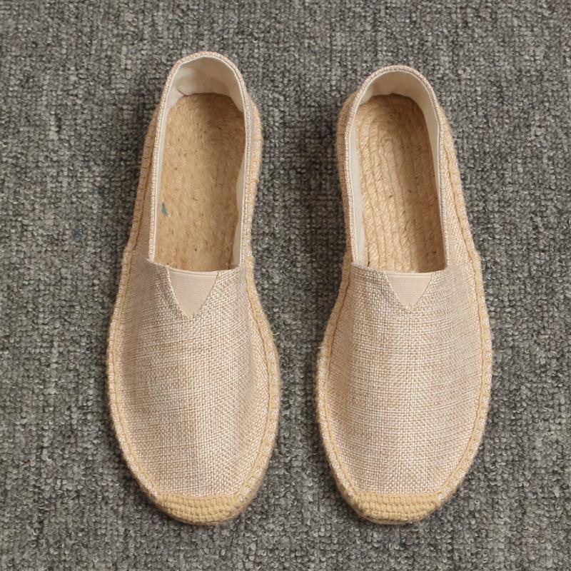 Fashion Men Fashion Flats Plimsolls Solid Canvas Shoes Casual Linen Loafers Lovers Shoes Male Hemp Espadrille Fisherman Shoes 569po