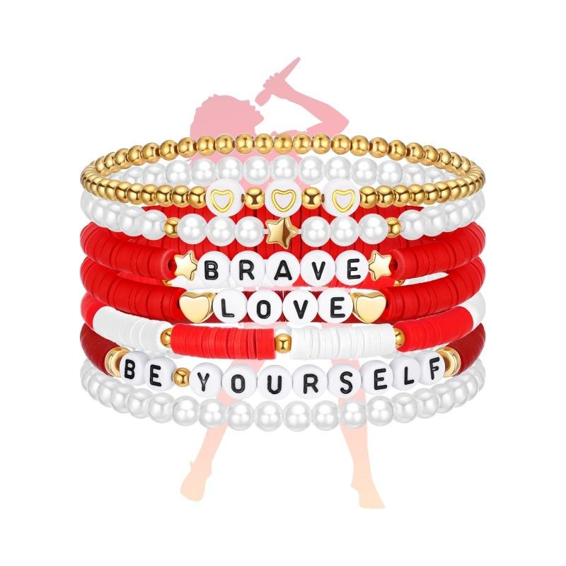 JYL TS Bracelet Stackable Elastic  Letter Beads Inspires Joy & Optimism Daily