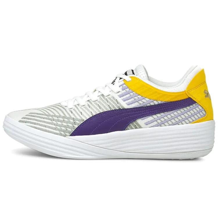 Puma Clyde All-Pro 'Coast 2 Coast - Lakers' (Unisex) White / Prism Violet Basketball Shoes 195124 02