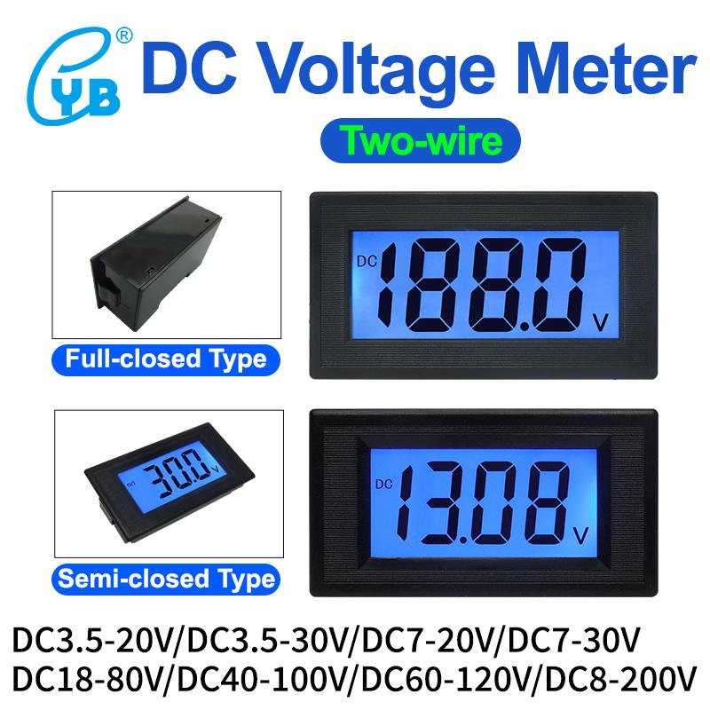 YB5135D DC Voltage Meter Two-wire LCD Digital Voltmeter Electric-bike Voltage Meter Blue Backlight Display Electrical Tools