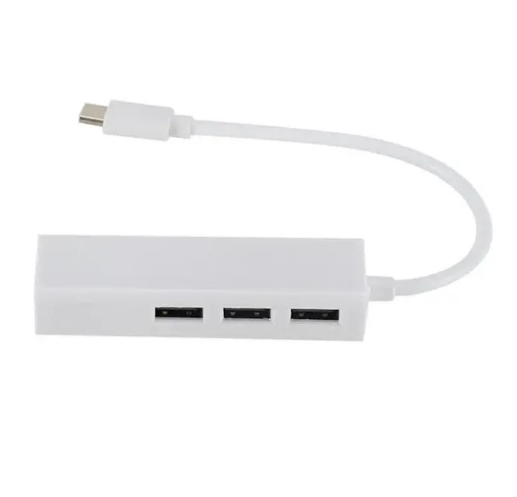 SUNROZ Adapter Hub USB 3.1 Type-C - 3 X USB 2.0 + RJ45 Ethernet LAN Adapter 100 Mbps (A48599)