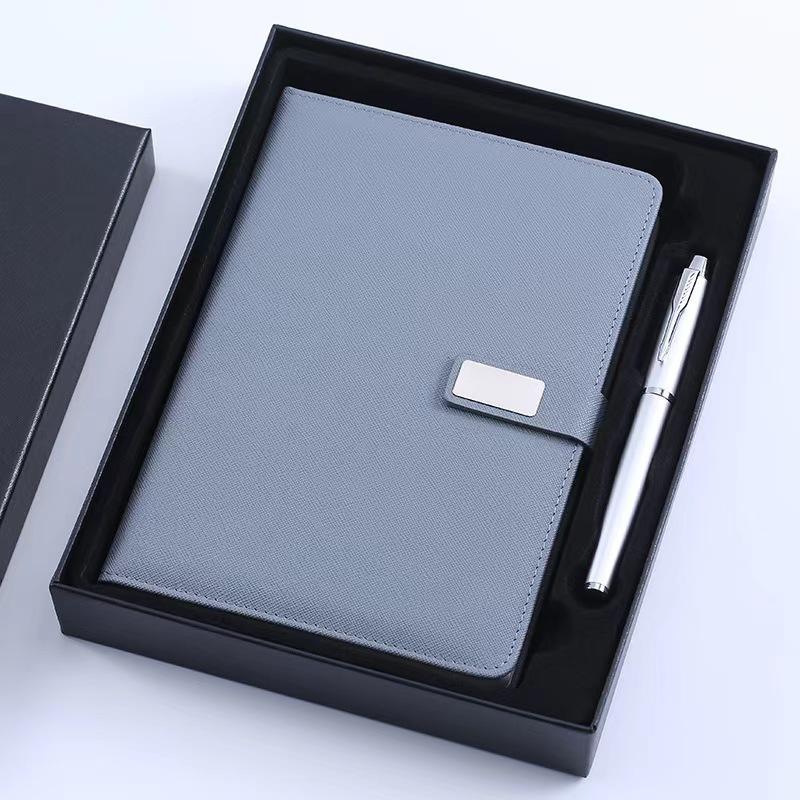 Promo Business Luxury A5 Diary Bottle Set Customizable PU Leather A5 Notebook Gift Set With Pen Thermal Mug and USB