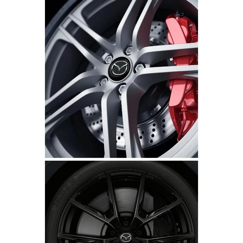 Комплект из 4 эмблем-колпачков на центр ступицы колеса с логотипом Mazda - 56 мм Прочные наклейки для различных моделей