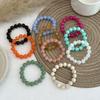 4Pcs Multicolor Round Bangles Marbling Cuff Bracelet Set Vintage Beads Bracelet Set  Jewelry
