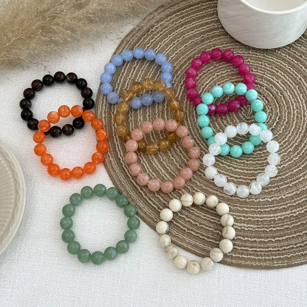 4Pcs Multicolor Round Bangles Marbling Cuff Bracelet Set Vintage Beads Bracelet Set Jewelry