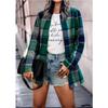 HNXC Women's Vintage Casual Plaid Print Autumn Winter Long Sleeve POLO Neck Jackets & Coats