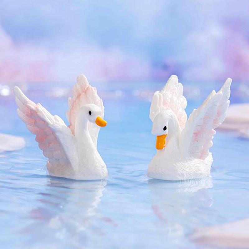 Мультяшная милая модель гуся из смолы лебедя миниатюрная фигурка украшения для автомобиля поделки креативные украшения для дома своими руками аксессуары подарки