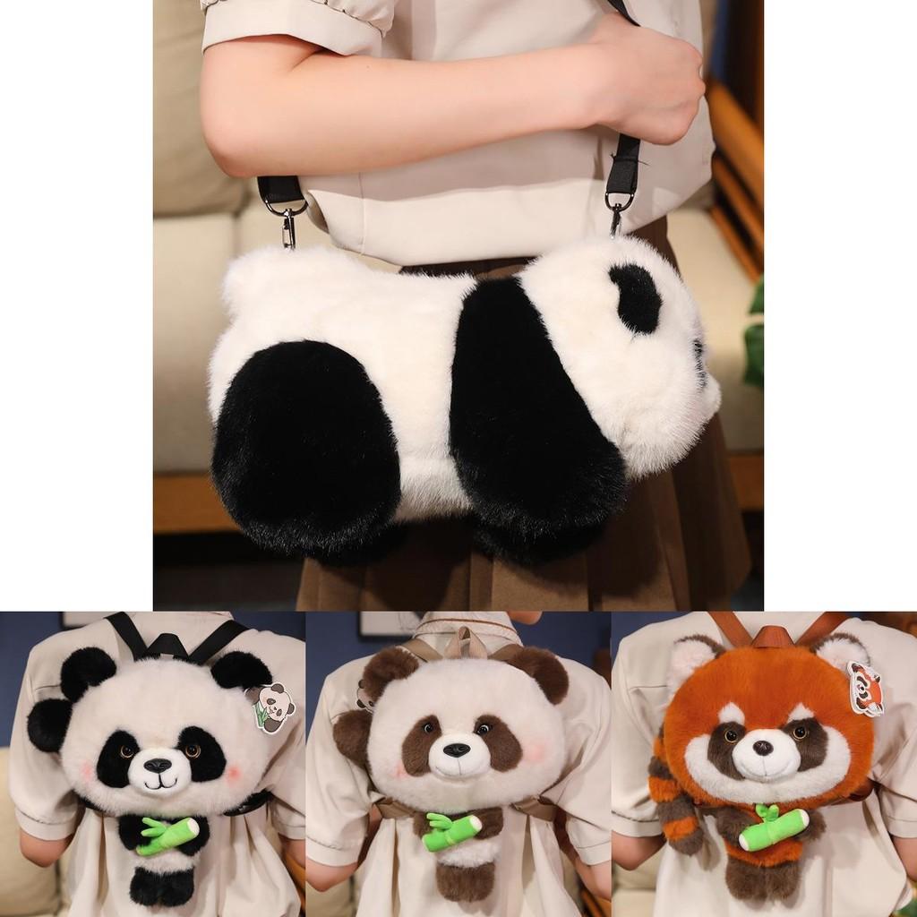 Panda Plush Toy Cartoon Child Bedroom Decoration Scene Doll Raccoon Backpack