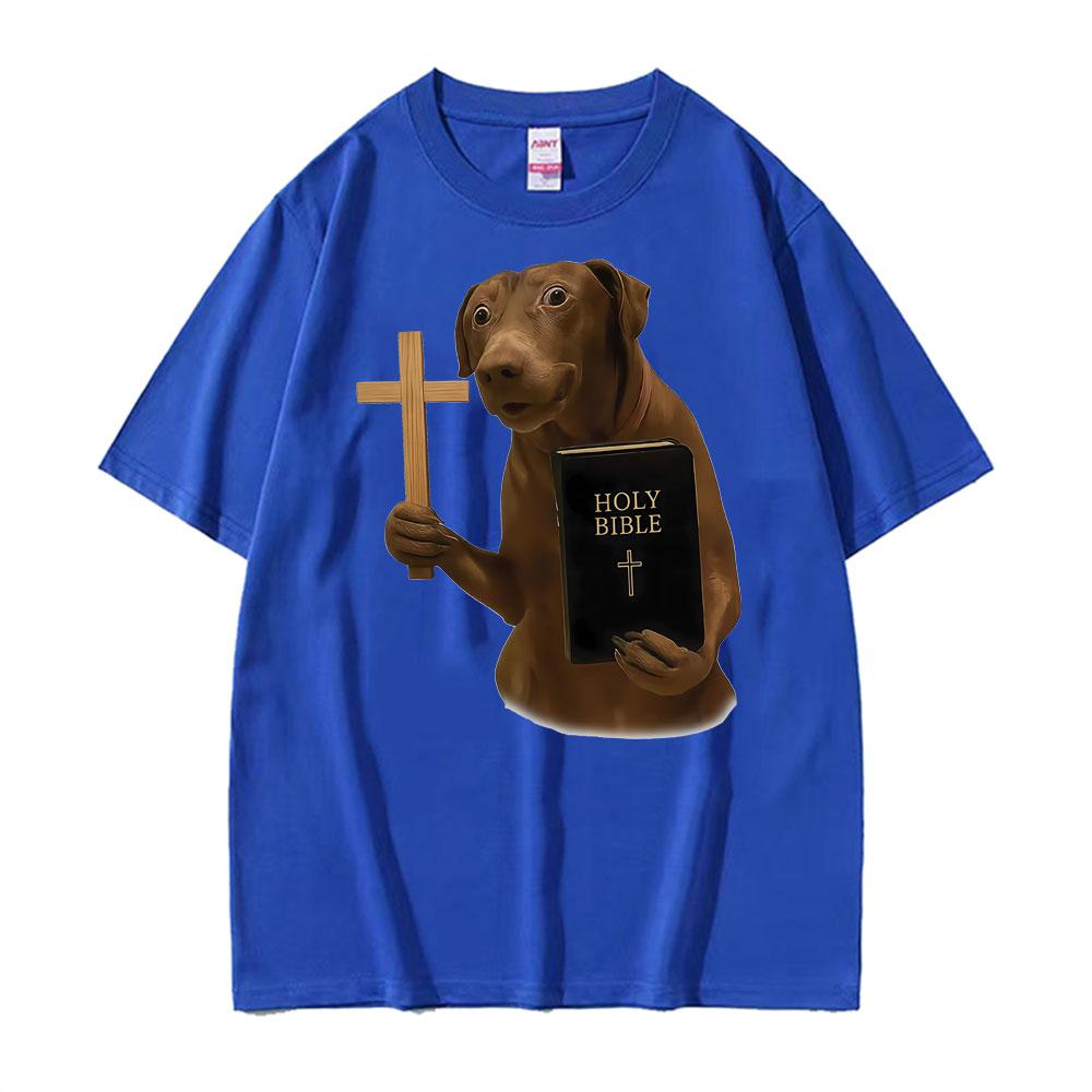 Funny Christian Holy Bible Dog Graphic T Shirts High Quality Cotton Casual Tshirt Men Women Fashion Summer Street T Shirt Tops