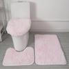 3Pcs/Set Bathroom Rug Absorbent Non Slip Floor Mat U-Shaped Plush Mat Toilet Lid Cover Mat with Rubber Backing for Bathroom Shower Toilet