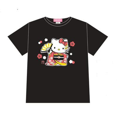Hello Kitty с Длиной Шириной Длиной Рукава Шириной Плеч M [Terakoya] Футболка Фанат, Черный, Средний, Размер Прибл.. 68см, 50см, 20см, 43см, KT638-01,
