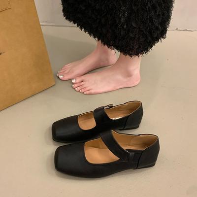 2024 Осень Новая женская мода квадратный носок Ankel ремешок мюли дамы элегантные балетки Мэри Джейн повседневные лоферы плоские туфли
