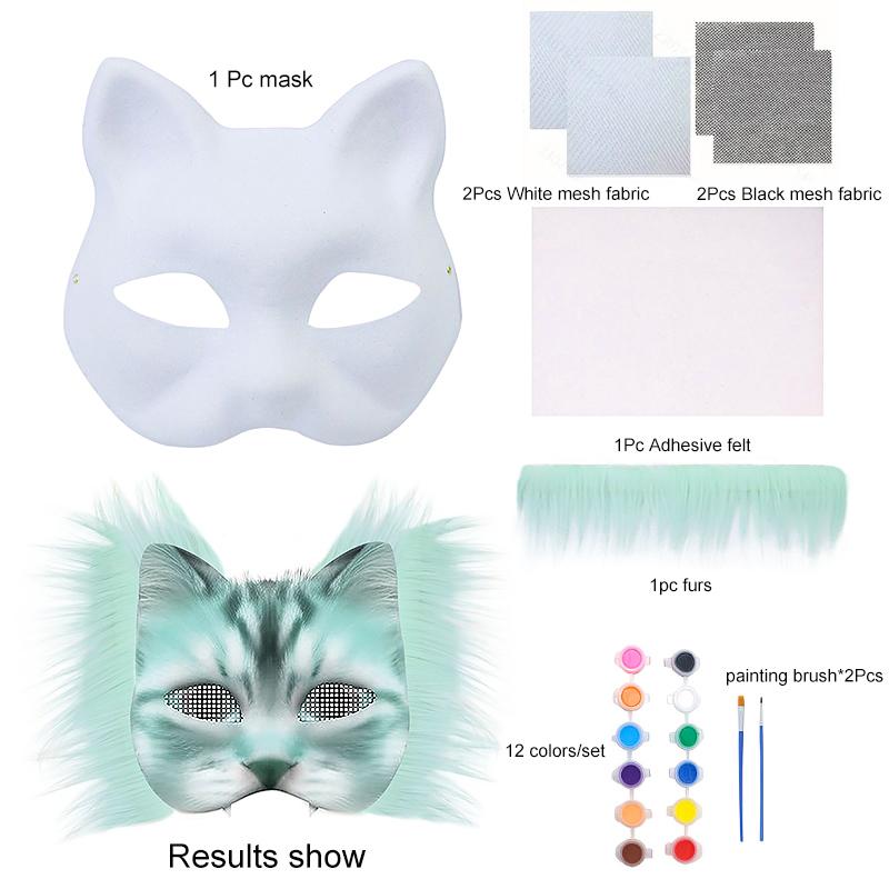 1 Набор Полуфабрикат Маска Маска Лисы Кошки Набор Масок для DIY Праздничные Принадлежности Сумка с Материалами для DIY Косплей