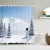 Winter Cedar Trees Natural landscape Shower Curtains Bathroom Curtain Frabic Waterproof Polyester Bathroom Curtains with Hooks