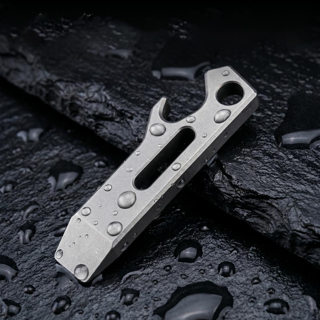 TGZUO Miniature Titanium Pocket Pry Bar EDC Multitool with Bottle Opener Hand Tool for Daily Household Camping and Hiking