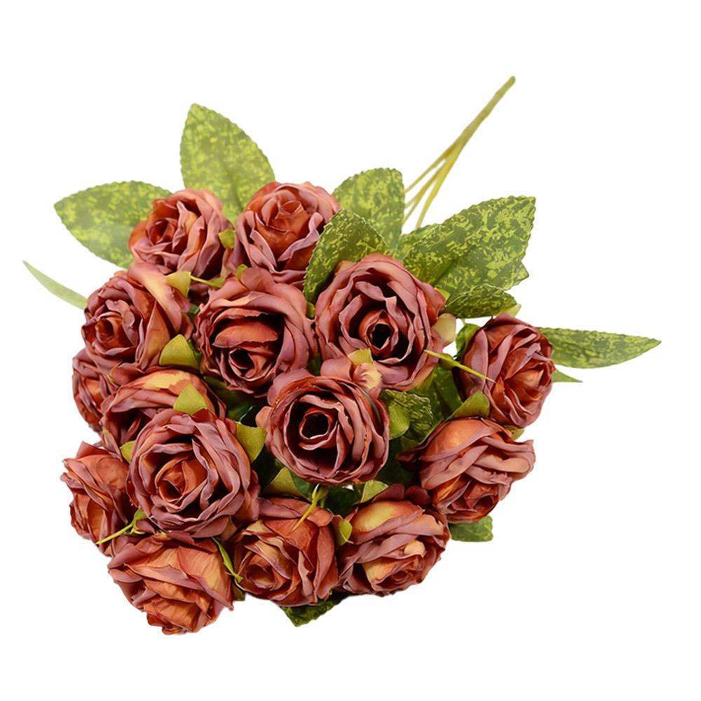Silk Petals Rose Artificial Flowers 15 Heads Decorative Flower Party Supplies