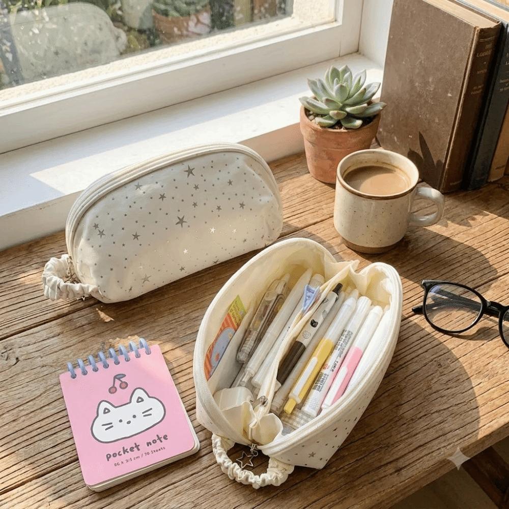 Large Capacity Pen Bag Multi-Layer Divided Cosmetic Pouch Korean Style Stationery Organizer  School