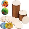 10-50Pcs Natural Wood Slices Unfinished Round Circles Wood Slices With Hole Discs Blank Craft Wedding Christmas Paintting Decor