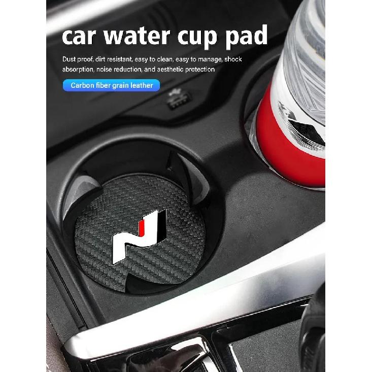 Sous-verre antidérapant En Fibre De Carbone Pour Voiture 2 pièces Pour Hyundai N Nline Tucson Kona Sonata Veloster I20 I30 Cup Holders 5
