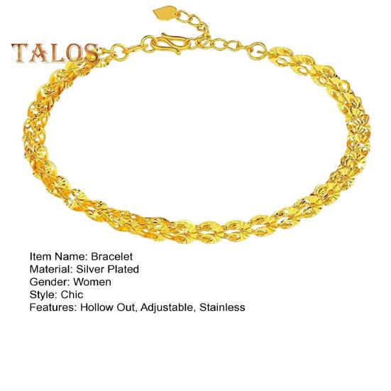 Women Bracelet Hollow Out Adjustable Length Retro Style Silver Plated Anti-rust Prom Daily Dating Wrist Chain Lady Jewelry Birthday Present