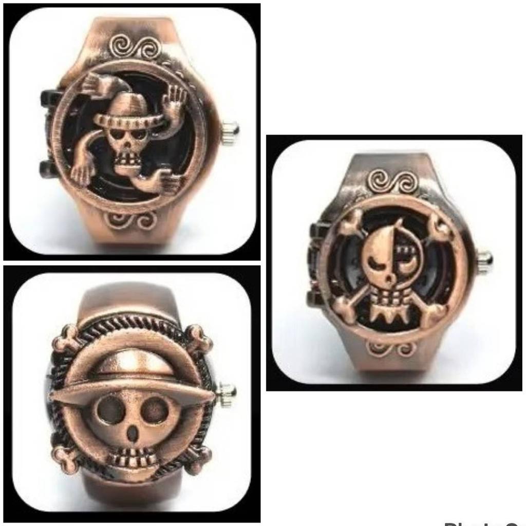 Луффи Фрэнки Робин Пират Япония Мультфильм Анимация Ребенок Кольцо на палец Часы Кварц Соломенная шляпа Ювелирное изделие Подарок Регулируемый Серебро Бронза Медь