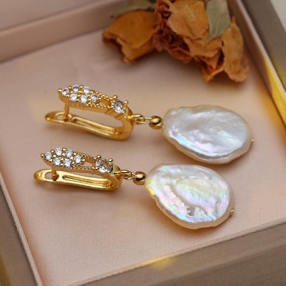 Серьги SENIKO с натуральным пресноводным большим жемчугом в стиле барокко, модные серьги-капли с кубическим цирконием и жемчугом для женщин, вечерние ювелирные изделия