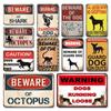 Warning Danger Poster Metal Decor Beware Of The Dog Cat Vintage Tin Sign No Trespassing Farmhouse Wall Decor Family Doorplate