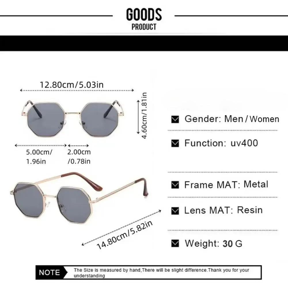 Classic Metal Polygonal Octagon Sunglasses Fashion Retro Eyewear Accessories Suit For Beach Vacation And Driving