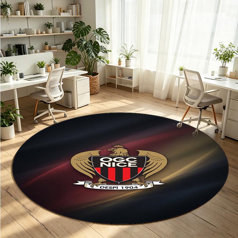 OGC Nice FC Printed Round Crystal Velvet Rug Soft Non Slip Floor Carpet For Bedroom Holiday Gift