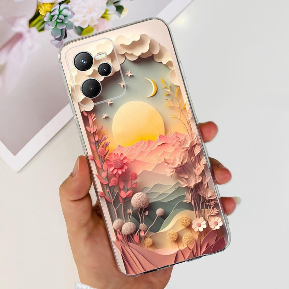 Чехол для Realme C35 RMX3511 Стильный окрашенный чехол Прозрачный силиконовый Мягкий тонкий чехол для телефона Для Realme C35 C 35 RealmeC35 Fundas Shell