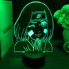 Аниме Наруто Нохара Рин 3D светодиодный ночник 7 цветов прикроватная лампа для дома, декора для детской спальни, настольная лампа, рождественские подарки