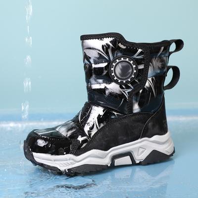 Зимние плюшевые толстые хлопковые ботинки для мальчиков и девочек