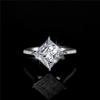 3 Carat Princess Square Cut Moissanite Ring Plated 18K White Gold 925 Sterling Silver Wedding Rings High Quality Luxury Jewelry