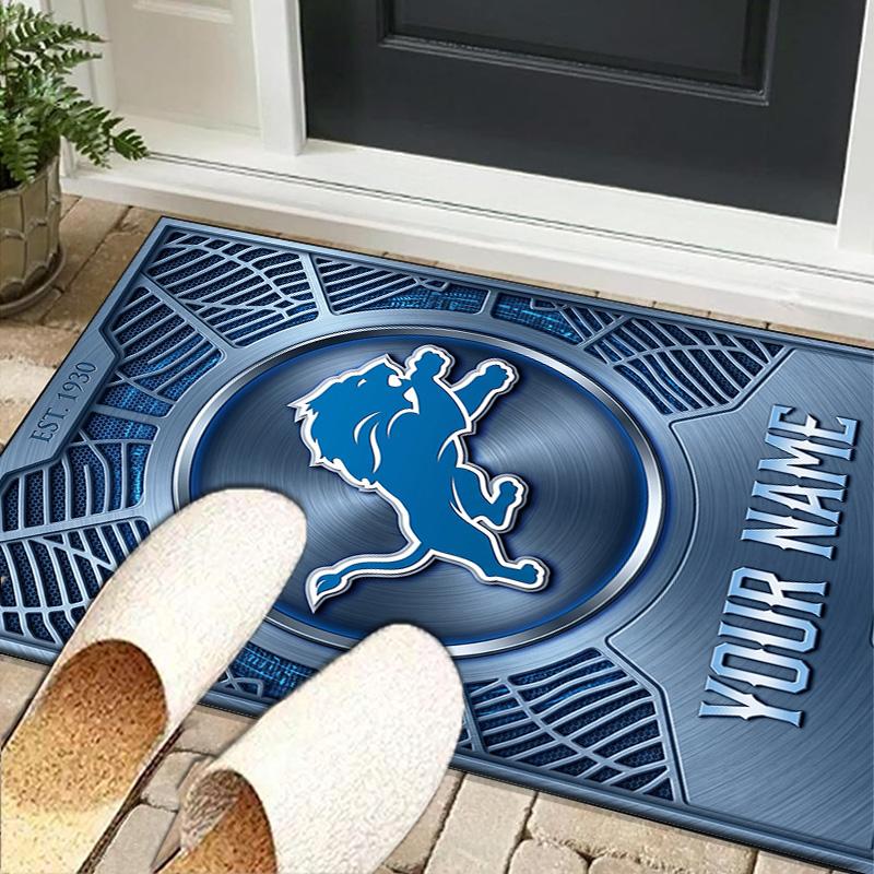 Custom NameDetroit-Lions Team Carpet, Indoor Rug, Chair Rug, Living Rooms, Doormat Made From Polyester Home Decor Birthday Christmas Gifts