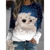 Women's Christmas White Bear Printed Long Sleeve T-shirt Sports Casual Cute Polyester Ultra-thin Round Neck Long Sleeve