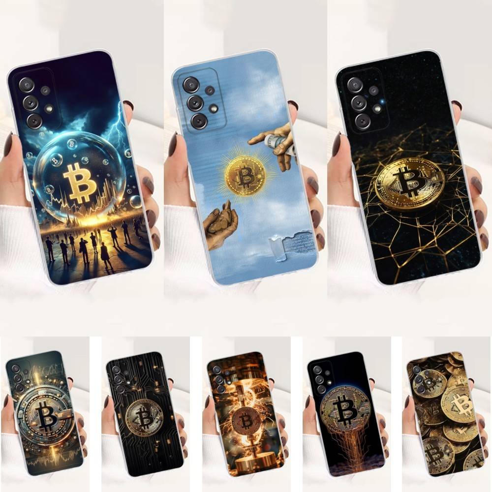 Цифровая валюта Bitcoin Для Samsung A30,71,51,S9,10,20,Ultra,S22,23,21,PIus,FE,Lite, Прозрачный, Силиконовый Чехол