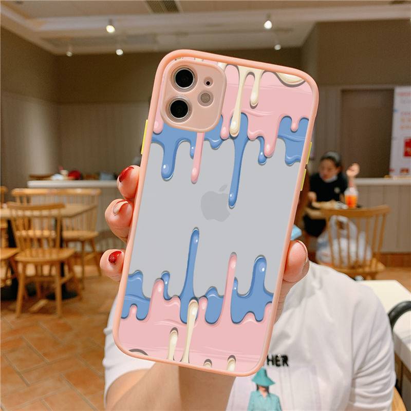 Melted Colorful Painting Phone Case for iPhone X XR XS 7 8 Plus 11 12 13 pro MAX 13mini Translucent Matte Case