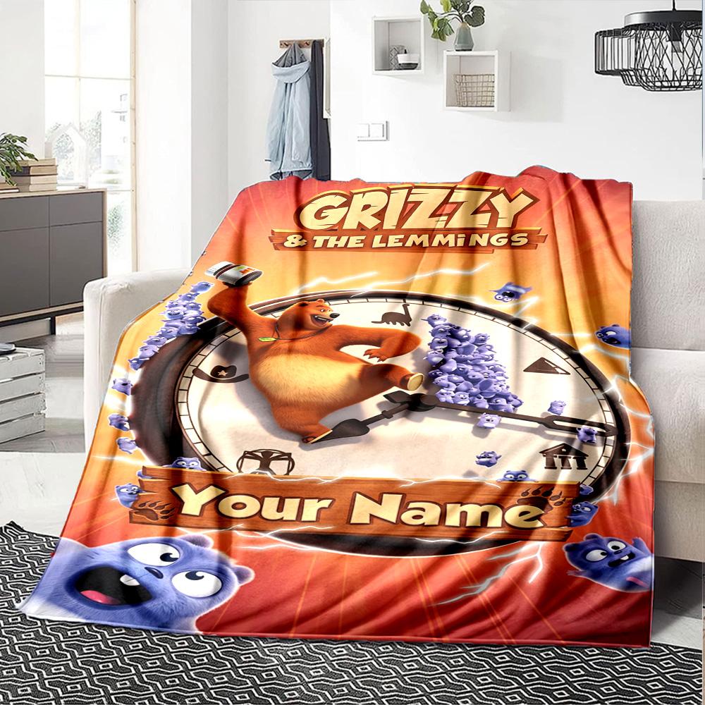 Grizzy & Lemmings Customize Your Name Blanket Lightweight Personalized Blanket Warmthful Decor Perfect for Office Chair Home Decor Couch Seaside