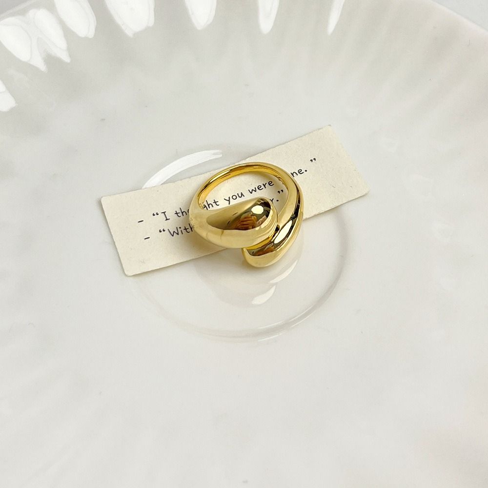 Кольцо из нержавеющей стали в форме воды, однотонные кольца для указательных пальцев, простое металлическое открывающееся кольцо, ежедневное