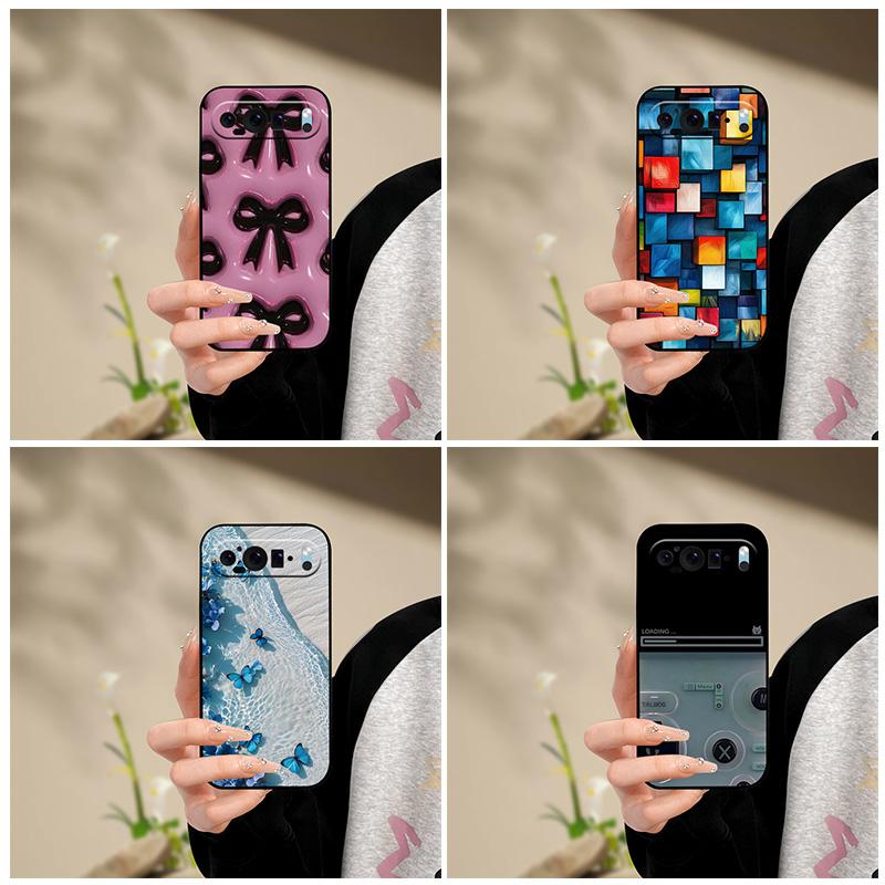 For Google Pixel 9 Pro XL Case Cool Painted Silicone TPU Soft Cover For Googe Pixel 9 9 Pro 8A Cases Black Protective Shells