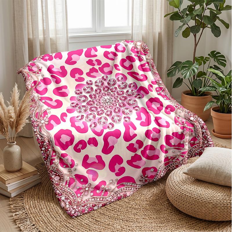 Pink Leopard Fashion 1 Theme blanket Lightweight Warm Flannel Blanket Decorative Throw Blanket for Home Decoration
