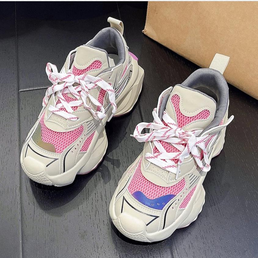 Fashion Womens Sneakers Shoes Tennis Female Platform 5CM Fashion Trainers 2024 Korean Designer Thick Sole Fabric Lace-Up Sneakers