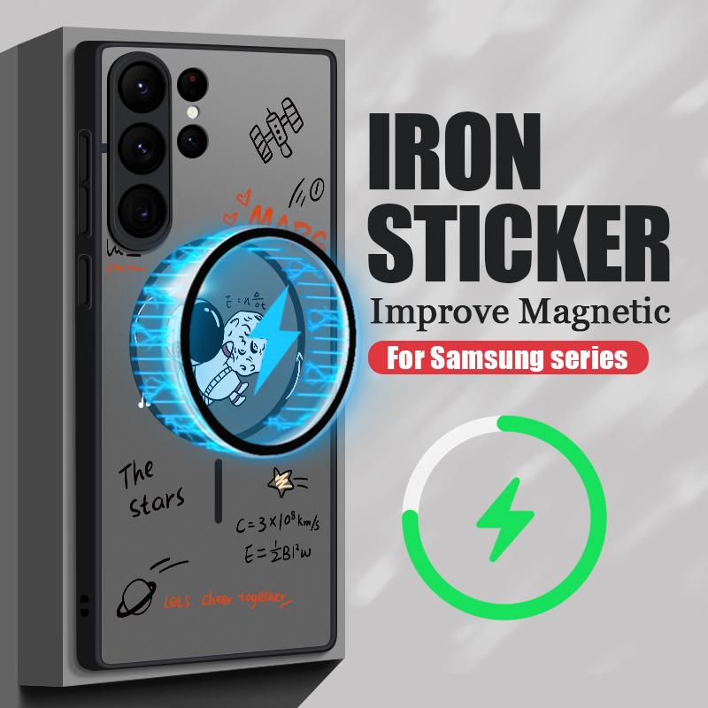 Прозрачный матовый беспроводной магнитный чехол для Samsung S25 Ultra S24 FE S23 Plus S22 S21 противоударный мягкий чехол для телефона