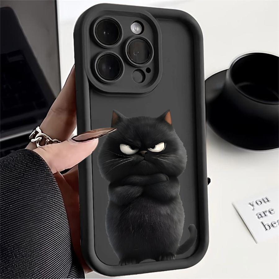 Мультяшный Черно-белый Кот Чехол для Телефона для iPhone 17 Pro Max 14 12 Pro 16 15 Plus Air 11 13 17e
