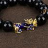 Черная цепь позолоченный температурный талисман с подвеской PiXiu бисер браслет на удачу браслет