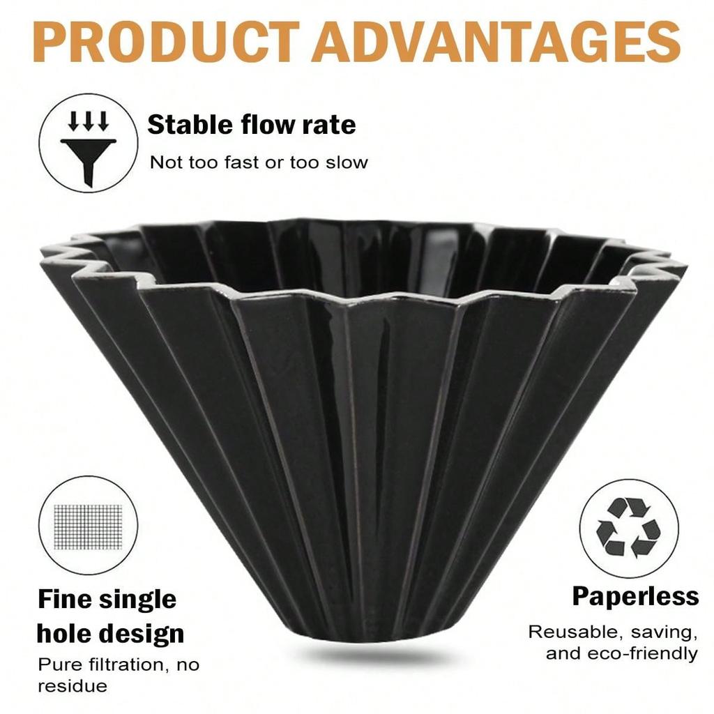 Керамический фильтр для кофе Leeseph, оригами конусообразный фильтр для заваривания кофе, многоразовый фильтр для заваривания кофе вручную для домашнего кафе
